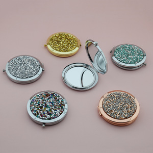 Espejo de Bolsillo Compacto Personalizado de Cristal con Doble Cara y Aumento, Mini Espejo de Maquillaje Floral para Mujer - Product Image 4