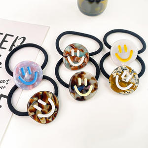 SAIYII accessoires de cheveux de haute qualité <span class=keywords><strong>Smiley</strong></span> visage acétate élastique cheveux cravate corde élastique bandes de cheveux - Product Image 2