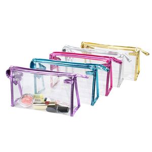 Sacs de maquillage transparents en PVC imperméables avec fermeture éclair pour femmes, pour bagages, cosmétiques et articles de toilette, vente en gros - Product Image 1