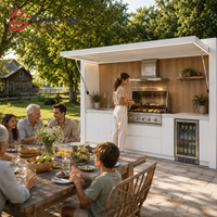 Meubles de cuisine extérieurs de luxe avec îlot barbecue, évier et système de rangement modulaire, fabriqués en usine pour les développements résidentiels