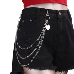 ห่วงโซ่เอวรูปหัวใจโลหะผสมสังกะสีหลายชั้นเครื่องประดับแฟชั่นฮิปฮอปพังก์สีขาว K222 K631 - Product Image 2