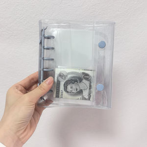 Protège-cahier en PVC <span class=keywords><strong>souple</strong></span> transparent à 6 anneaux, couverture de planificateur de défi d'économie, 2 boutons, <span class=keywords><strong>classeur</strong></span> de budget noir A7, vente en gros - Product Image 3