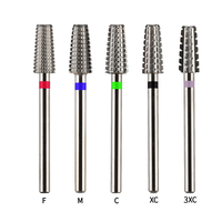 Norme internationale 3/32 "5 en 1 revêtement argenté lime électrique carbure de tungstène foret à ongles