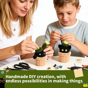 The Fluffy Friends Mini Garden <b>Kit</b> Create Cuddly Animal Planters Like Lambs Kittens with Coral Fleece Pipe Cleaners - Product Image 6