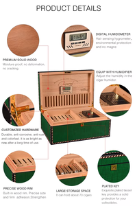 Produsen Humidor Cerutu Kayu Cedar Spanyol Berkilau Tinggi Puros Cases dengan Higrometer Digital, Kotak Cerutu Kapasitas Besar 80 CT - Product Image 3