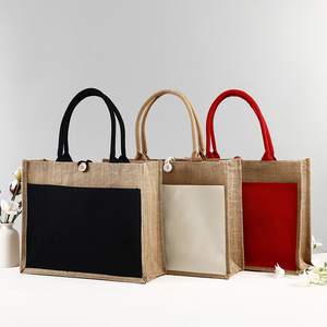 Grand <span class=keywords><strong>sac</strong></span> fourre-tout réutilisable en <span class=keywords><strong>toile</strong></span> <span class=keywords><strong>de</strong></span> <span class=keywords><strong>jute</strong></span> avec bouton, <span class=keywords><strong>sac</strong></span> <span class=keywords><strong>de</strong></span> shopping portable en lin pour emballage cadeau - Product Image 1