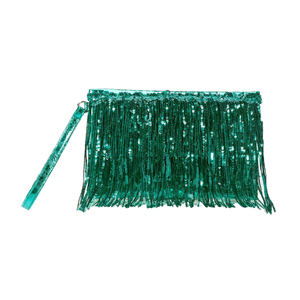 Pochette élégante pour femme avec sequins et pompons, sac de soirée scintillant avec dragonne, sac à rabat pour le shopping et les voyages - Product Image 3