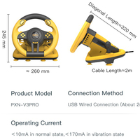 Volant de course de jeu de haute qualité V3 Pro à double vibration avec levier de vitesses et pédales
