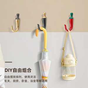 Chili Shape Zinc Alloy <b>Wall</b> Mounted Single <b>Hook</b> Rust Resistant Novelty <b>Hooks</b> For Wardrobe Bathroom Entryway - Product Image 1