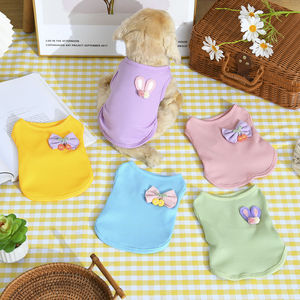 Chaleco para mascotas para gatos y perros, diseño de verano con patrón de gofres, color macaron, diseño lindo con lazo y decoración de conejito. - Product Image 3