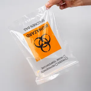 Biohazard specimen bag disposable plastic reclosable zip lock bag with a pouch 6*9 inch