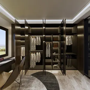 BK CIANDRE新到定制步入式衣柜模块化木材 + 玻璃门衣柜卧室系统