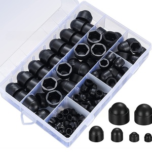 Assortiment de douilles à tête ronde en plastique, finition noire unie, différentes tailles - Product Image 1