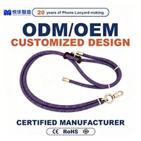 Cordon de téléphone en nylon tressé doux double brin violet foncé avec fermoir doré pour iPhone (OEM)