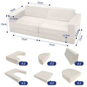 Kids Couch <b>Sofa</b> 12 Pcs Modular Toddler Couch Removable Cover Kids Chair Couch for Playing Creativity Fold Out Furniture - Product Image 3