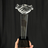 Trophée en cristal personnalisé avec base noire - Prix du partenariat professionnel pour la coopération commerciale et la finalisation des affaires MH-J082