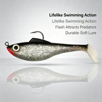 Umpan Lunak ESG Fast Sinking Pre Rigged Soft Swim Bait, Umpan Plastik Lunak dengan Pemberat Timbal & Kail Siap Pakai, Pilihan Warna Beragam