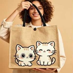 Sac fourre-tout en toile imperméable écologique de haute qualité avec poignée en corde, design imprimé personnalisé, réutilisable et en gros - Product Image 3