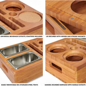 Sofa <b>Storage</b> <b>Tray</b> Bamboo Rectangular Multifunctional Snack Beverage Holder With Compartments For Living Room Use - Product Image 4