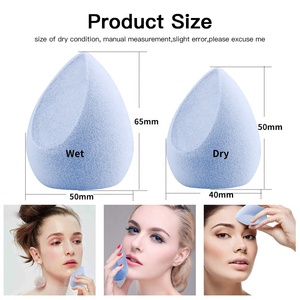 Esponja de microfibra de <span class=keywords><strong>terciopelo</strong></span> azul para maquillaje, microfibra, cosmético flocado, sin látex, ecológico, Vegano, Logo de belleza, licuadora de maquillaje - Product Image 3