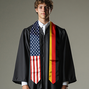 Écharpe de graduation en satin pour adultes, 13*180CM, États-Unis et Allemagne, Études à l'étranger internationales - Product Image 4