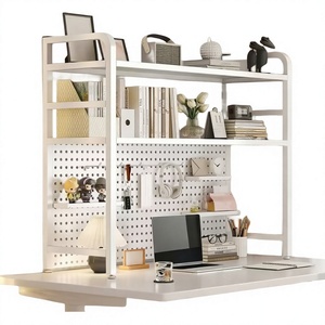 Customizable Size Modern Iron Multifunction Living Room & Student <b>Desk</b> Storage Shelves-Bookshelf with Wall Mount Cubby Shelf - Product Image 3