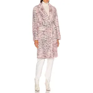 Mais recente design de moda de alta qualidade rosa feito sob encomenda shearling casacos de peles para a mulher na moda