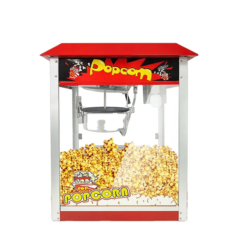 Maquina mesin makanan ringan elektrik kaca transparan komersial dengan Pot anti lengket pembuat Popcorn listrik