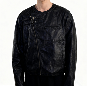 Ağır Kaplamalı Koyun Derisi Erkek Vintage Deri Ceket Çevre Dostu Hızlı Teslimat Rahat Fabrika Satışı Sokak Giysisi - Product Image 1