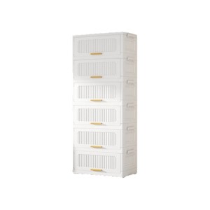 Armoire de rangement pliable sans installation, design minimaliste, 6 niveaux avec tiroirs, pour chambre et cuisine, en plastique, idéale pour <span class=keywords><strong>maison</strong></span> de <span class=keywords><strong>location</strong></span> - Product Image 1