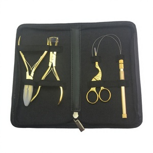 Ensemble professionnel d'outils pour extensions de cheveux : Pince à extensions en acier inoxydable, ciseaux et aiguilles à crochet - Product Image 1