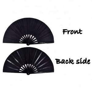Abanico de Mano Grande Plegable de Bambú Chino Japonés Negro para Fiestas Rave - Product Image 2