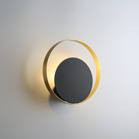 Applique circulaire moderne en métal, couloir, salon, escalier, chambre, chevet, éclairage LED noir et or