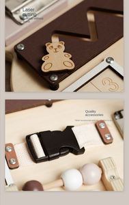 Educational New Sensory Toy Locks <b>Latches</b> Natural Wood Bear Montessori Wooden Busy <b>Board</b> for Kids - Product Image 5