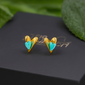 Fashion <b>Stud</b> <b>Earrings</b> Gold Plated Heart Shape 316L Stainless Steel Sustainable Resistant Design - Product Image 3