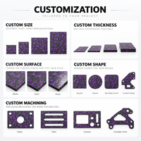 Feuille de carbone composite hachée aléatoire violette, panneaux décoratifs usinés CNC, feuille de fibre de carbone forgée