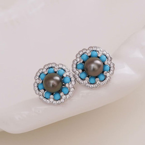 9344 Accessoires de perles DIY style panda, ensemble en argent S925 avec pendentif vide en or et argent et boucles d'oreilles, bijoux de mode - Product Image 2