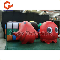 Ballon rouge gonflable de fantôme de bande dessinée pour la publicité, modèle gonflable de dessin animé de jeu de Pacman