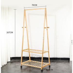 Bamboo <b>Clothes</b> <b>Rack</b> 70x42.5x167Cm With Shelves For Living Room Bedroom Home Use - Product Image 1