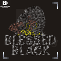 Hot Juneteenth Femmes Design Strass Modèle Conseil Strass Hot-fix Transfert De Chaleur Noir Dame Fer sur Transfert pour T-shirt