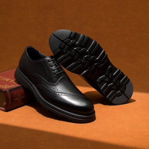 Chaussures Derby en cuir véritable pour hommes, chaussures de bureau formelles noires, à lacets, taille adulte 40-46 - Product Image 2