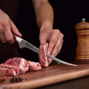 QXF Coltello <span class=keywords><strong>da</strong></span> Disosso in Acciaio Inossidabile Tedesco di Alta Qualità, <span class=keywords><strong>Coltelli</strong></span> per Filettare Pesce con Manico in Legno di Zebra - Product Image 1