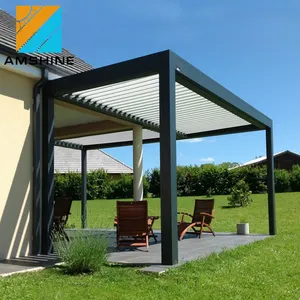 Factory price electric waterproof bioclimatic pergola uk outdoor metal pergola with roof and sunshade