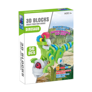 56PCS Cartoon Dinosaur Building Blocks Game <strong>Egg</strong> Stealing <strong>Dragon</strong> Dinosaur Eva 3d Diy Puzzle Kid Toy Set - Product Image 3