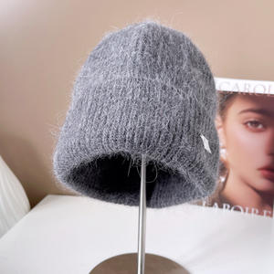 Bonnets en Laine pour Femmes et Hommes, Bonnet d'Hiver Tricoté en Fourrure de <span class=keywords><strong>Lapin</strong></span> <span class=keywords><strong>Angora</strong></span>, Bonnets Chauds - Product Image 5