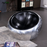 Fauteuil Aviateur Rétro Industriel de Luxe en Cuir, Style Loft, Canapé de Salon, Chaise Boule pour Appartement et Salle à Manger