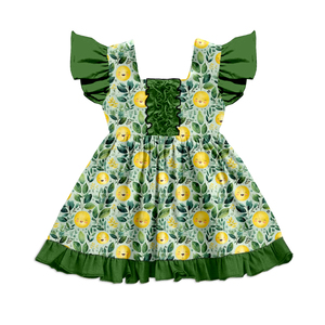 Milk Silk Girls <b>Flutter</b> <b>Sleeve</b> <b>Dress</b>,Custom Allover Print Kids Twirl <b>Dress</b> - Product Image 2