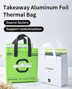 Sacs isothermes personnalisés en non-tissé coloré avec revêtement en aluminium pour plats à emporter et aliments réfrigérés - Product Image 4