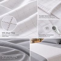 Drap plat de mise à la terre blanc, en coton biologique premium avec 5 % de fibres d'argent, drap conducteur pour le sommeil et le soutien à la récupération