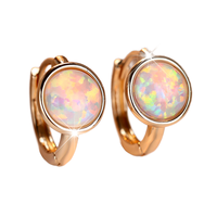 Prix direct usine, boucles d'oreilles créoles en laiton opale de feu blanche avec logo personnalisé, plaqué or vintage, boucle d'oreille tendance pour femme, mariage
